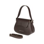 Leder-Schultertasche "EMMA" mit Klappe | Dunkelbraun – Bild 2