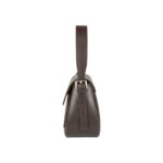 Leder-Schultertasche "EMMA" mit Klappe | Dunkelbraun – Bild 4