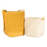 Leder-Beuteltasche "BRENDA" | Senfgelb – Bild 2