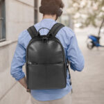 Business-Rucksack für Laptop/Tablet aus Nylon & Leder | Schwarz – Bild 5
