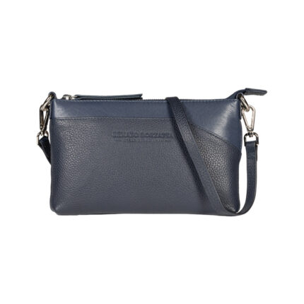 Handtasche aus Leder für Damen | Dunkelgrau und Blau