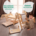 Montessori 5in1 Kletterdreieck für Babys: Pikler-Dreieck, Kletterbogen, Kunst-Erweiterung ,Rutschbrett und Kissen für Kleinkinder (1–3 Jahre) – Bild 2