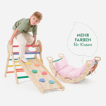 4in1 Montessori-Kletterset: Pikler-Dreieck, Kletterbogen, Rutschbrett und Kissen für Kleinkinder (1–3 Jahre) – Regenbogen - Image 8