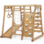 6in1 Indoor-Spielplatz aus Holz für Kinder –  Schaukel, Rutsche, Seil und Treppe - Image 6