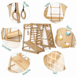6in1 Indoor-Spielplatz aus Holz für Kinder –  Schaukel, Rutsche, Seil und Treppe - Image 5