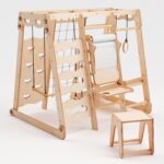 6in1 Indoor-Spielplatz aus Holz für Kinder –  Schaukel, Rutsche, Seil und Treppe - Image 7