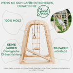 6in1 Indoor Spielplatz für Kinder: Klettergerüst mit Kletternetz, Rutsche, Gymnastikringe, Hängende Leiter und Disc-Schaukel – Beige - Image 2