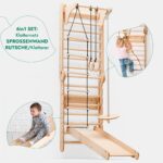6in1 Kletterwand Indoor: Sprossenwand, Gymnastikringe, Hängende Leiter, Disc-Schaukel, Rutsche und Klimmzugstange für Kinder - Image 3