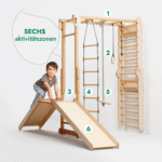 7-in-1 Dschungel-Spielset für Kinder: Sprossenwand + Kletterstange + Schaukelset + Rutsche + Kletterrampe - Image 3