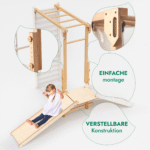 7-in-1 Dschungel-Spielset für Kinder: Sprossenwand + Kletterstange + Schaukelset + Rutsche + Kletterrampe - Image 4