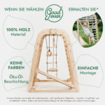 8in1 Indoor Spielplatz: Klettergerüst mit Kletternetz, Rutsche, Gymnastikringe, Hängende Leiter, Disc-Schaukel, Maltafel und Kinderstuhl – Beige – Bild 3
