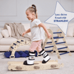 Apollo 4in1 Kletterset: Pikler-Dreieck, Kletterbogen, Rutschbrett und Kissen für kleine Kleinkind-Astronauten – Bild 2