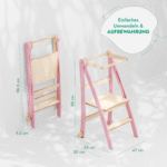 Holz Lernleiter Montessori: Multifunktionaler, klappbarer Lernturm für Kinder – Rosa – Bild 2