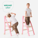 Holz Lernleiter Montessori: Multifunktionaler, klappbarer Lernturm für Kinder – Rosa – Bild 3