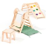 Montessori 5in1 Kletterdreieck für Babys: Pikler-Dreieck, Kletterbogen, Kunst-Erweiterung ,Rutschbrett und Kissen für Kleinkinder (1–3 Jahre) – Bild 12