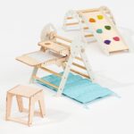 Montessori 5in1 Kletterdreieck für Babys: Pikler-Dreieck, Kletterbogen, Kunst-Erweiterung ,Rutschbrett und Kissen für Kleinkinder (1–3 Jahre) – Bild 7