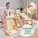 Montessori 5in1 Kletterdreieck für Babys: Pikler-Dreieck, Kletterbogen, Kunst-Erweiterung ,Rutschbrett und Kissen für Kleinkinder (1–3 Jahre) – Bild 4