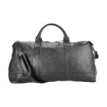 RB1029A | Made in Italy Genuine Leather Travel Bag with Adjustable and Removable Shoulder Strap. Zipper Closure and Shiny Nickel Metal Accessories - Black Color - Dimensions: 57 x 26 x 24 cm.