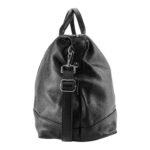 RB1029A | Made in Italy Genuine Leather Travel Bag with Adjustable and Removable Shoulder Strap. Zipper Closure and Shiny Nickel Metal Accessories - Black Color - Dimensions: 57 x 26 x 24 cm. - Image 2
