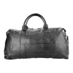 RB1029A | Made in Italy Genuine Leather Travel Bag with Adjustable and Removable Shoulder Strap. Zipper Closure and Shiny Nickel Metal Accessories - Black Color - Dimensions: 57 x 26 x 24 cm. - Image 4