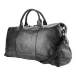 RB1029A | Made in Italy Genuine Leather Travel Bag with Adjustable and Removable Shoulder Strap. Zipper Closure and Shiny Nickel Metal Accessories - Black Color - Dimensions: 57 x 26 x 24 cm. - Image 5